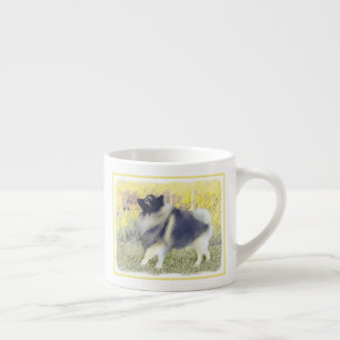 Keeshond Aspen Painting - Cute Original Dog Art Espresso Cup