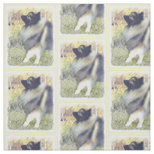 Keeshond Aspen Painting - Cute Original Dog Art Fabric
