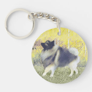 Keeshond Aspen Painting - Cute Original Dog Art Key Ring