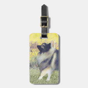 Keeshond Aspen Painting - Cute Original Dog Art Luggage Tag