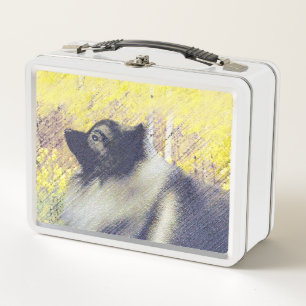 Keeshond Aspen Painting - Cute Original Dog Art Metal Lunch Box