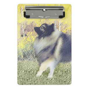 Keeshond Aspen Painting - Cute Original Dog Art Mini Clipboard