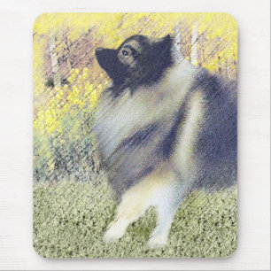 Keeshond Aspen Painting - Cute Original Dog Art Mouse Pad