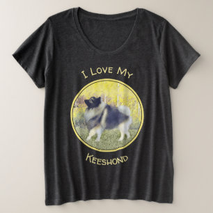 Keeshond Aspen Painting - Cute Original Dog Art Plus Size T-Shirt
