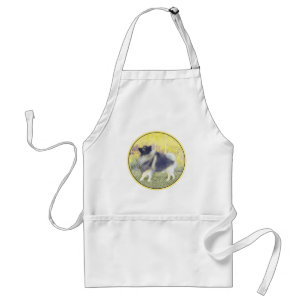 Keeshond Aspen Painting - Cute Original Dog Art Standard Apron