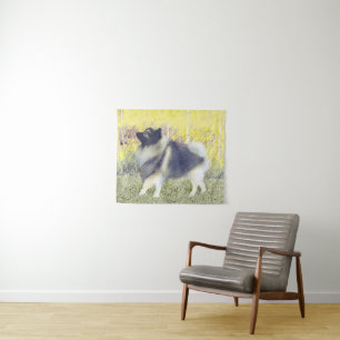 Keeshond Aspen Painting - Cute Original Dog Art Tapestry