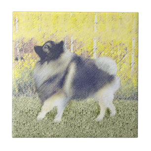 Keeshond Aspen Painting - Cute Original Dog Art Tile