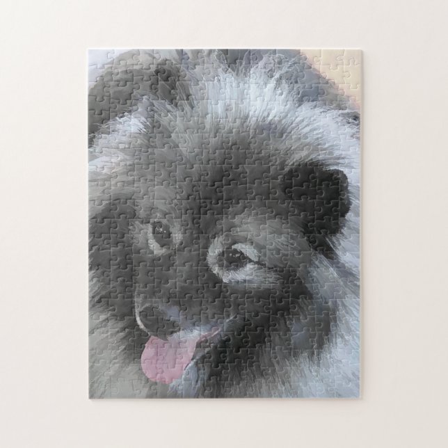 Keeshond Bailey Painting - Cute Original Dog Art Jigsaw Puzzle (Vertical)