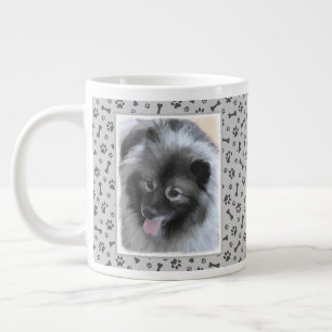 Keeshond Bailey Painting - Cute Original Dog Art Large Coffee Mug
