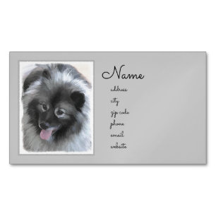 Keeshond Bailey Painting - Cute Original Dog Art Magnetic Business Card