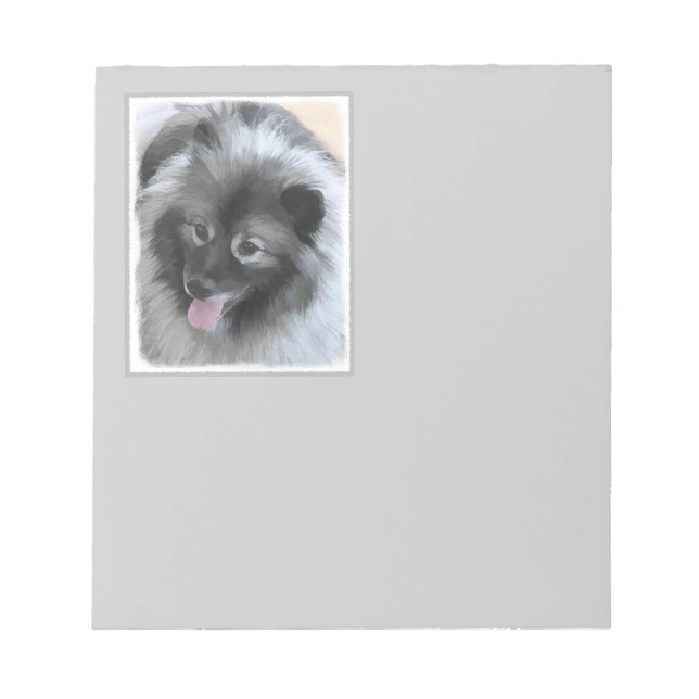 Keeshond Bailey Painting - Cute Original Dog Art Notepad (Front)