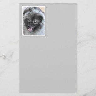 Keeshond Bailey Painting - Cute Original Dog Art Stationery