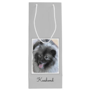 Keeshond Bailey Painting - Cute Original Dog Art Wine Gift Bag