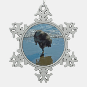 Keeshond Ballet Photograph - Cute Original Dog Art Snowflake Pewter Christmas Ornament