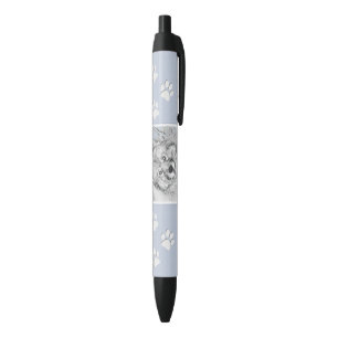 Keeshond Beth Painting - Cute Original Dog Art Black Ink Pen