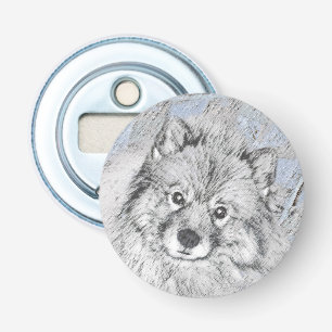 Keeshond Beth Painting - Cute Original Dog Art Bottle Opener