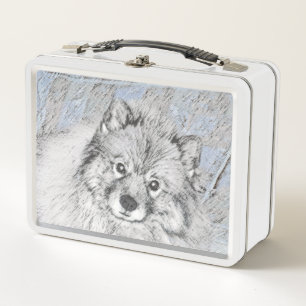 Keeshond Beth Painting - Cute Original Dog Art Metal Lunch Box