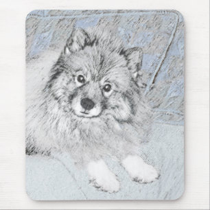 Keeshond Beth Painting - Cute Original Dog Art Mouse Pad
