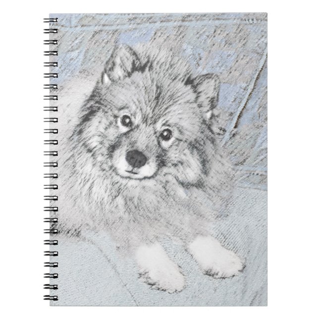 Keeshond Beth Painting - Cute Original Dog Art Notebook (Front)