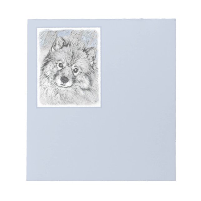 Keeshond Beth Painting - Cute Original Dog Art Notepad (Front)