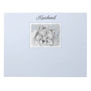 Keeshond Beth Painting - Cute Original Dog Art Notepad