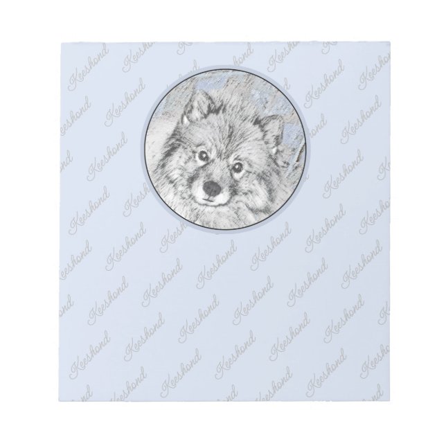 Keeshond Beth Painting - Cute Original Dog Art Notepad (Front)