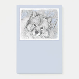Keeshond Beth Painting - Cute Original Dog Art Post-it Notes