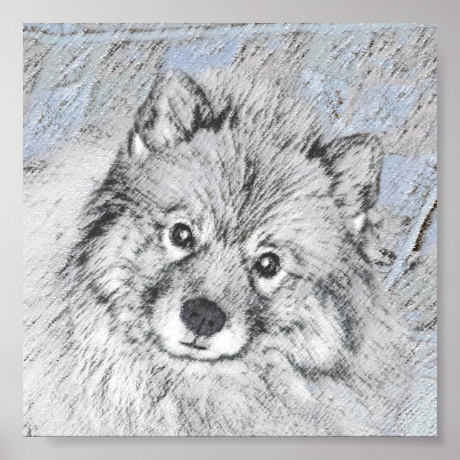 Keeshond Beth Painting - Cute Original Dog Art Poster (Front)