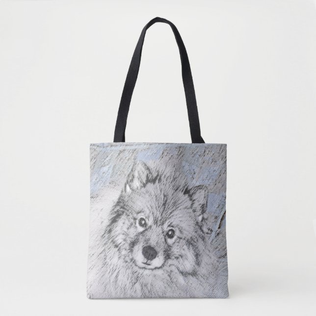 Keeshond Beth Painting - Cute Original Dog Art Tote Bag (Front)