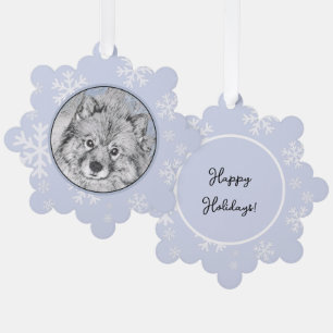 Keeshond Beth Painting - Cute Original Dog Art Tree Decoration Card
