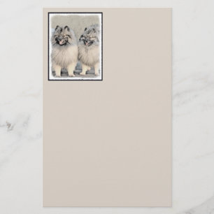 Keeshond Brothers 2 Painting - Original Dog Art Stationery