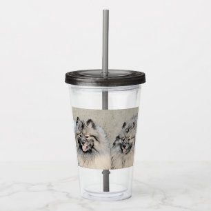 Keeshond Brothers Painting - Original Dog Art Acrylic Tumbler