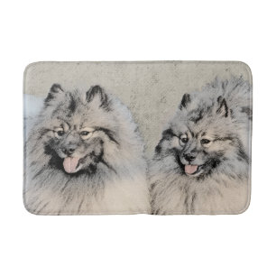 Keeshond Brothers Painting - Original Dog Art Bath Mat
