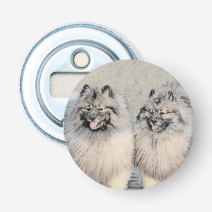 Keeshond Brothers Painting - Original Dog Art Bottle Opener