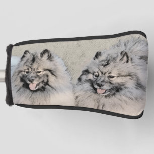 Keeshond Brothers Painting - Original Dog Art Golf Head Cover