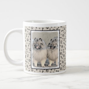 Keeshond Brothers Painting - Original Dog Art Large Coffee Mug