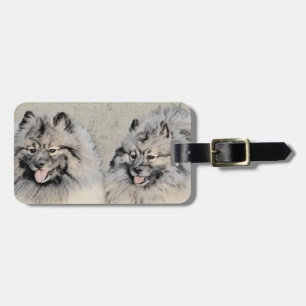 Keeshond Brothers Painting - Original Dog Art Luggage Tag