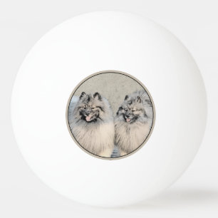 Keeshond Brothers Painting - Original Dog Art Ping Pong Ball