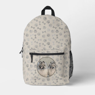 Keeshond Brothers Painting - Original Dog Art Printed Backpack