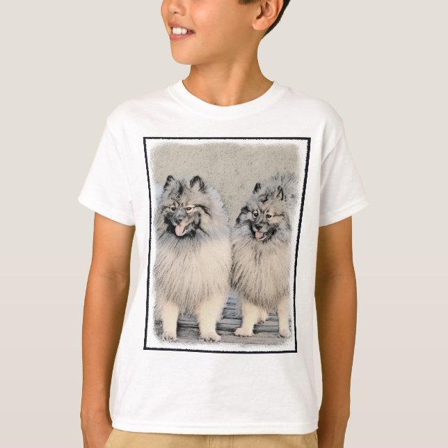 Keeshond Brothers Painting - Original Dog Art T-Shirt (Front)