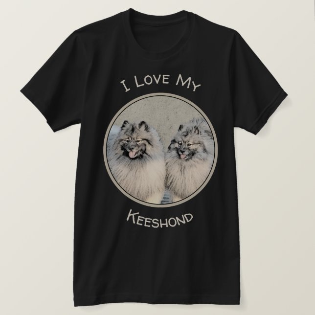 Keeshond Brothers Painting - Original Dog Art T-Shirt (Design Front)