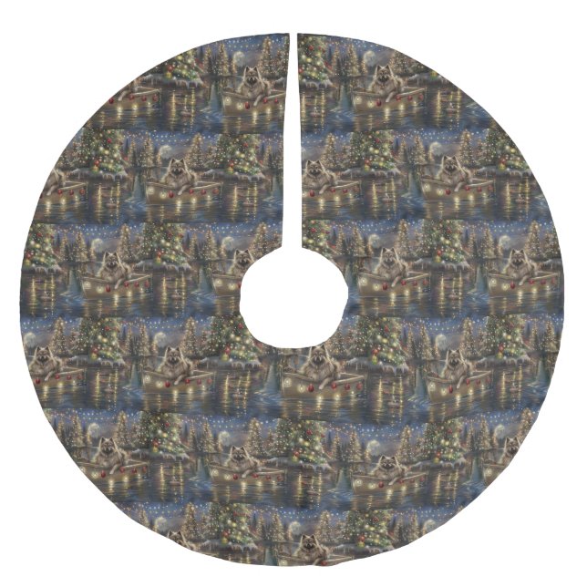 Keeshond Christmas Festive Voyage Brushed Polyester Tree Skirt (Front)