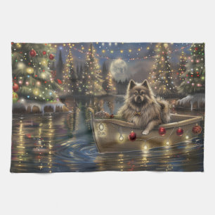Keeshond Christmas Festive Voyage Tea Towel