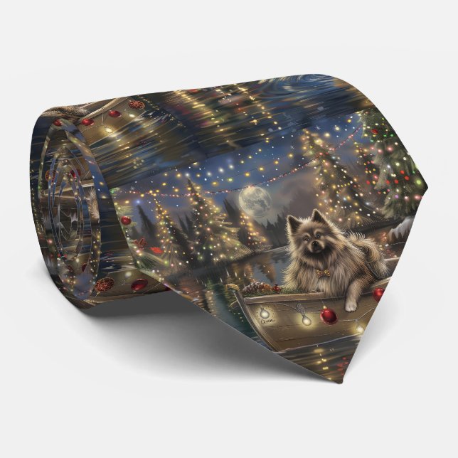 Keeshond Christmas Festive Voyage Tie (Rolled)