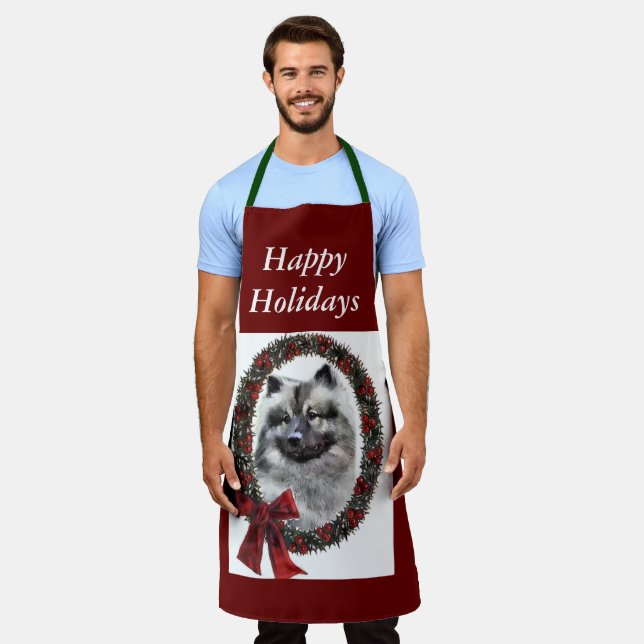 Keeshond Christmas Gifts Apron (Worn)