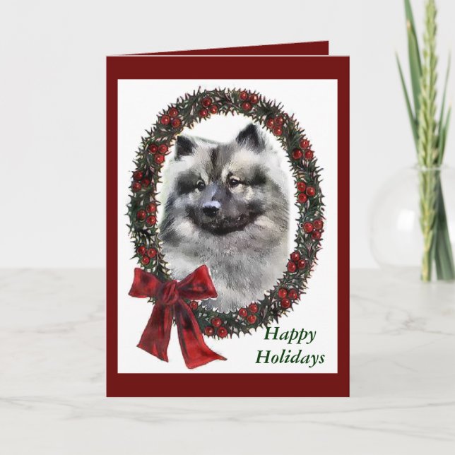 Keeshond Christmas Gifts Holiday Card (Front)