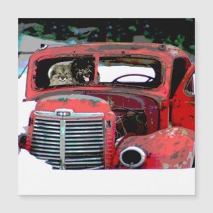 Keeshond Christmas Old Truck Painting Dog Art