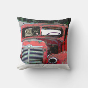 Keeshond Christmas Old Truck Painting Dog Art Cushion