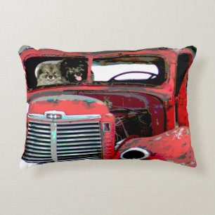 Keeshond Christmas Old Truck Painting Dog Art Decorative Cushion