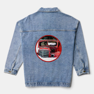 Keeshond Christmas Old Truck Painting Dog Art Denim Jacket